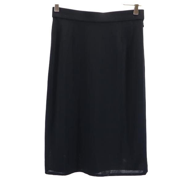 YVES SAINT LAURENT イヴサンローラン 日本製 ミディ丈 スカート 11号 ブラック サイドジップ