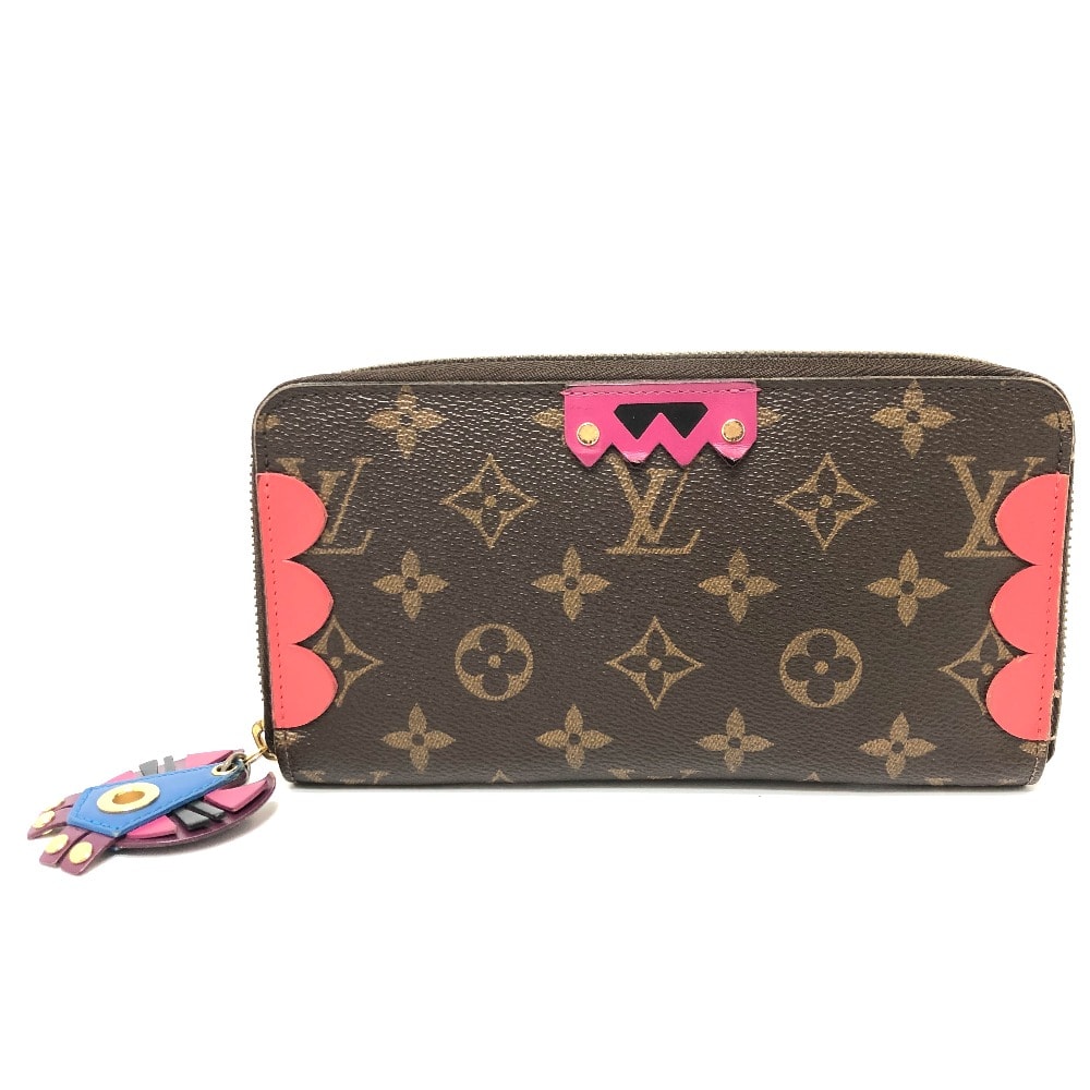 ルイヴィトン LOUIS VUITTON ジッピー ウォレット トーテム M61364 モノグラム ウォレット 長財布 モノグラムキャンバス ブラウン/レッド
