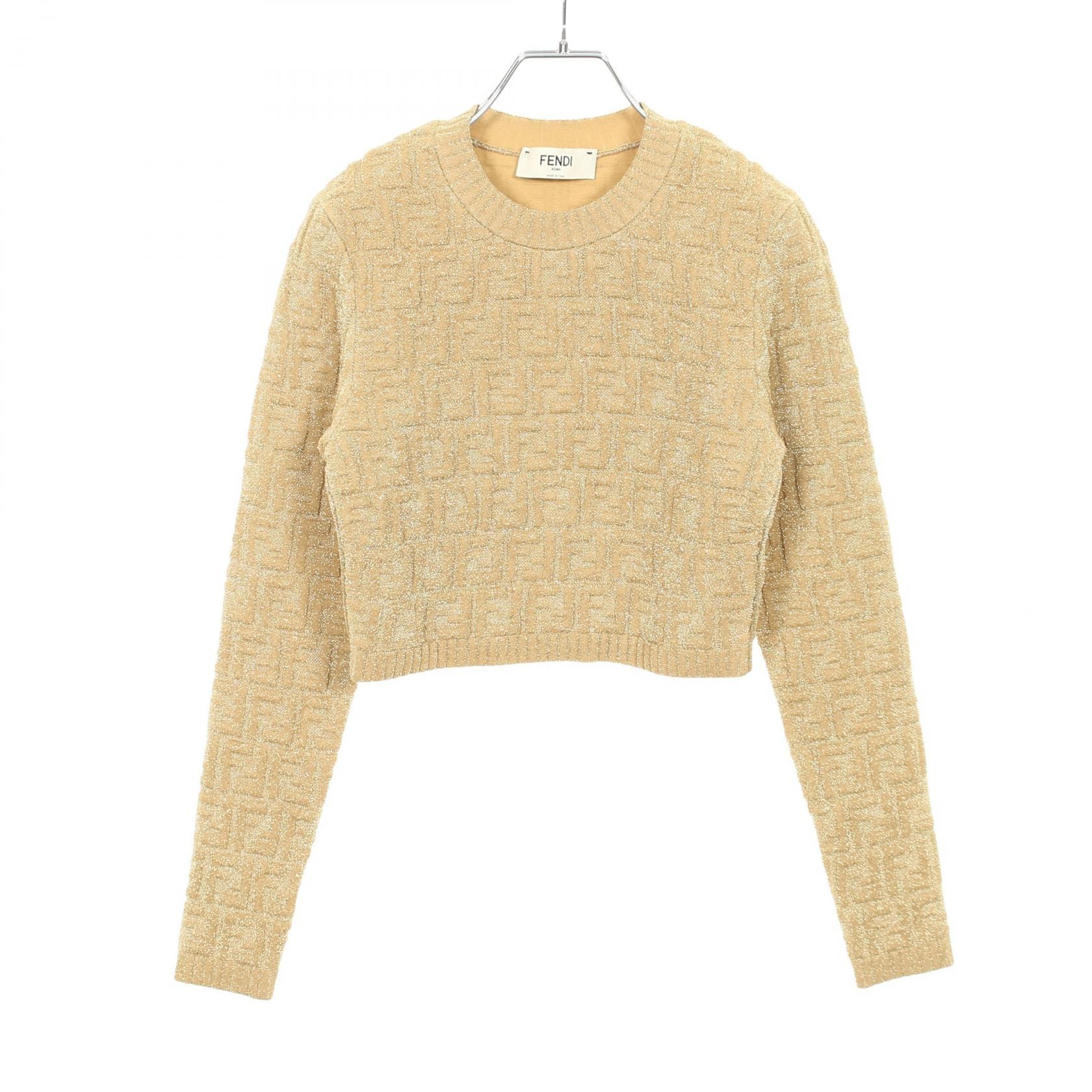 フェンディ FENDI FF柄 ニット 衣料品 トップス レーヨン ポリエステル レディース ゴールド系 【中古】