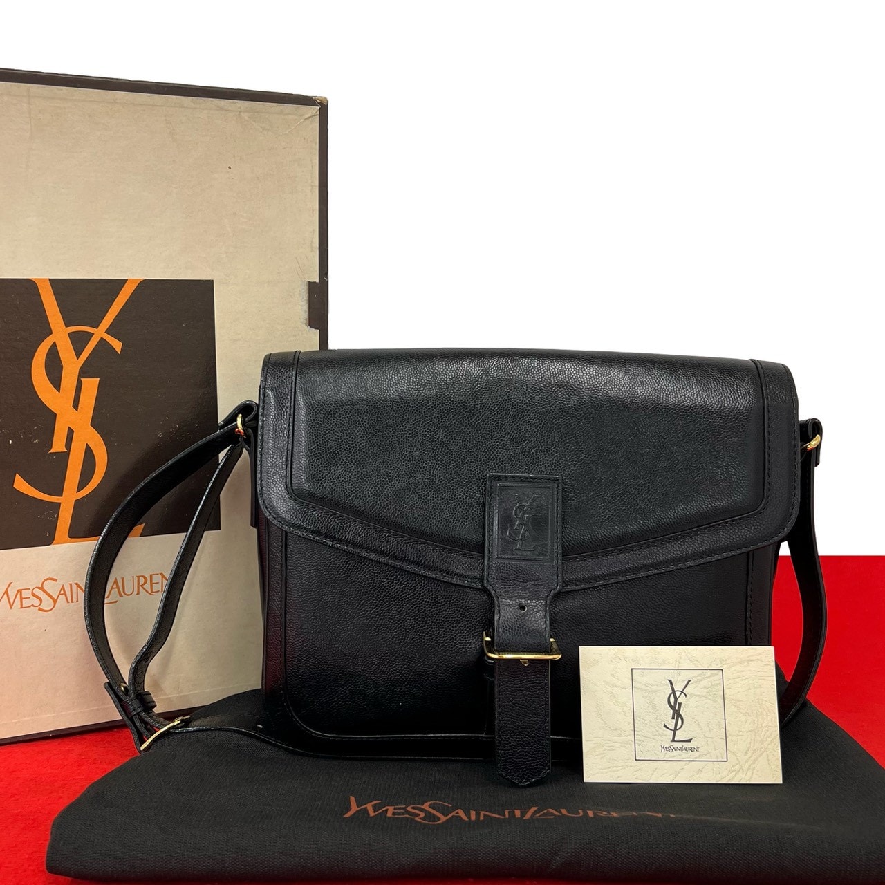 YVES SAINT LAURENT イヴ・サンローラン YSL ロゴ レザー ショルダーバッグ ブラック
05788