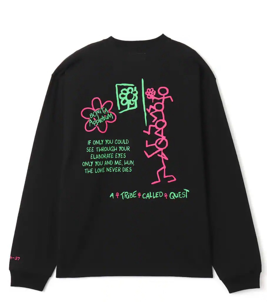 atmos x ATCQ Bonita Applebum L/S T-shirt BLACK