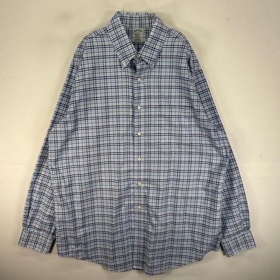 古着 ブルックスブラザーズ Brooks Brothers 長袖シャツ 胸ポケ ボタンダウン XL ブルー系 チェック メンズ