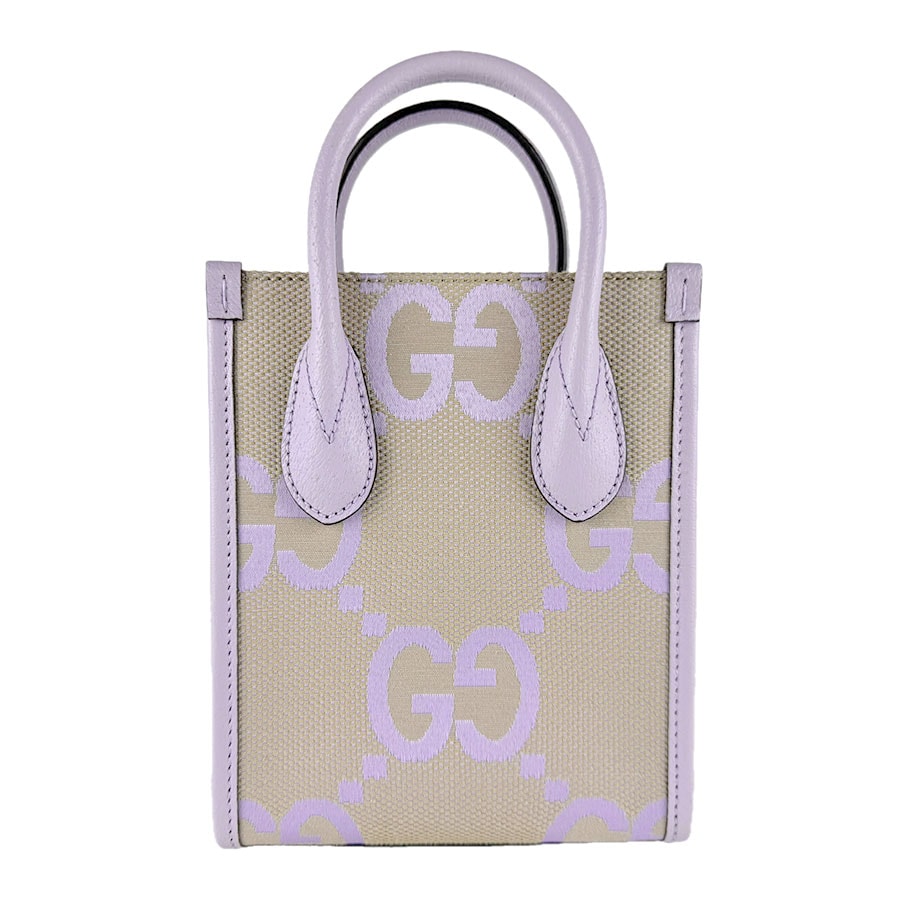 グッチ GUCCI ハンドバッグ ショルダーバッグ ジャンボGG GGキャンバス/レザー パープル/ベージュ レディース 671623【中古】 z9728
