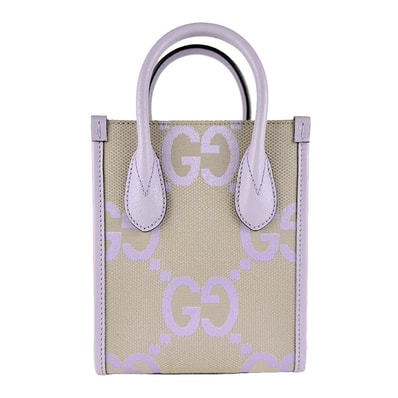 グッチ GUCCI ハンドバッグ ショルダーバッグ ジャンボGG GGキャンバス/レザー パープル/ベージュ レディース 671623【中古】 z9728