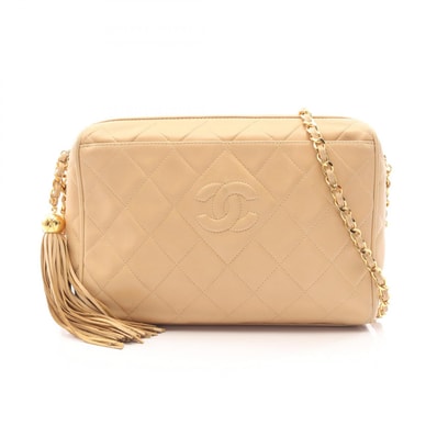 シャネル CHANEL マトラッセ タッセル ショルダーバッグ バッグ ラムスキン(羊革) レディース ベージュ系 【中古】
