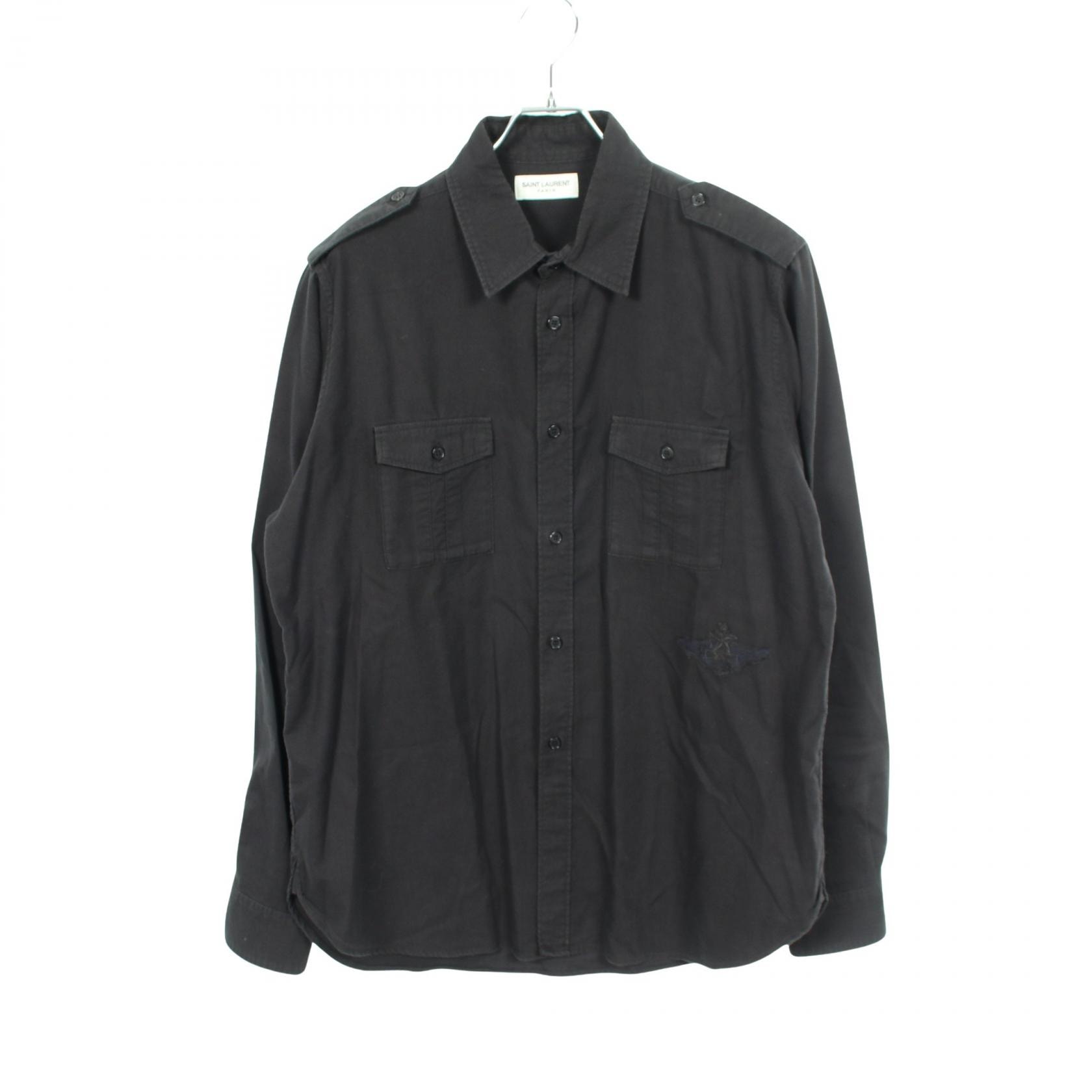 サンローランパリ SAINT LAURENT PARIS ミリタリー 長袖 衣料品 トップス コットン メンズ ブラック系 483073 【中古】