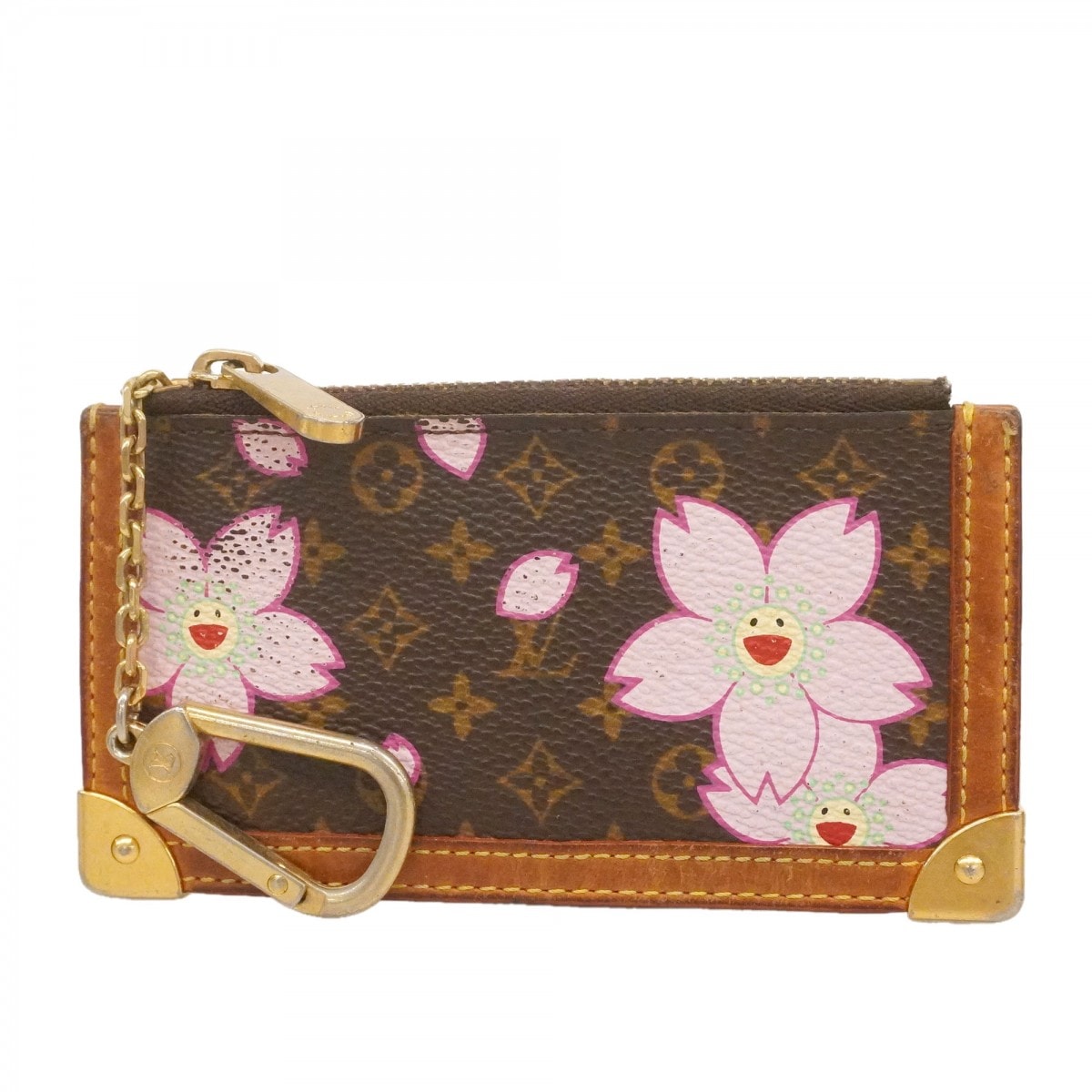 ★SALE【6fd5131-k】ルイヴィトン コインケース モノグラム・チェリーブロッサム ポシェットクレ M92015 ブラウン ピンク【中古】レディース