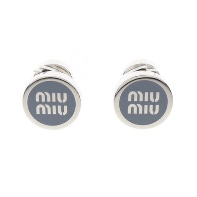 ミュウ ミュウ Miu Miu ロゴ ピアス ジュエリー メタル エナメル レディース シルバー系 / ブルー系 【中古】