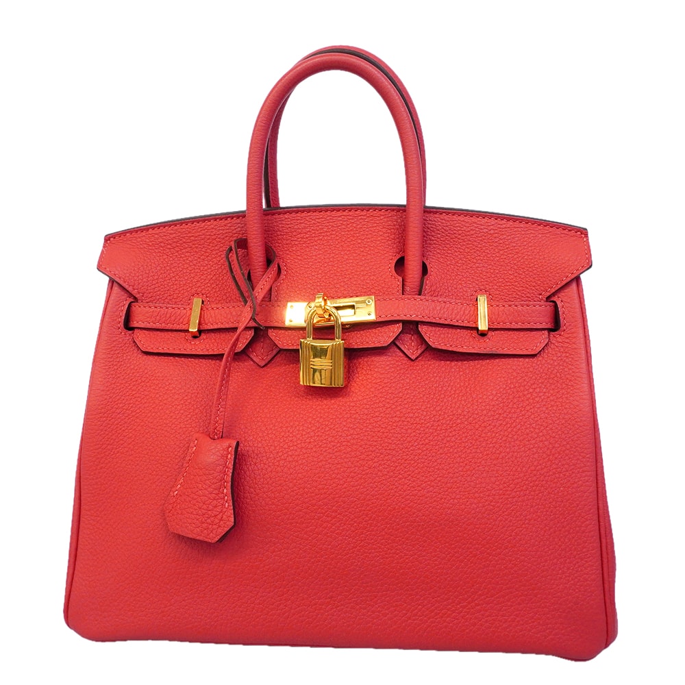 【6kd3858-g】エルメス ハンドバッグ バーキン25 トゴ ルージュピヴォワンヌ ゴールド金具 T刻印【中古】レディース