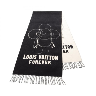 ルイ・ヴィトン LOUIS VUITTON ヴィヴィエンヌ シティ マフラー 衣料品 ウール カシミヤ レディース ブラック系 / アイボリー系 MP2091 【中古】