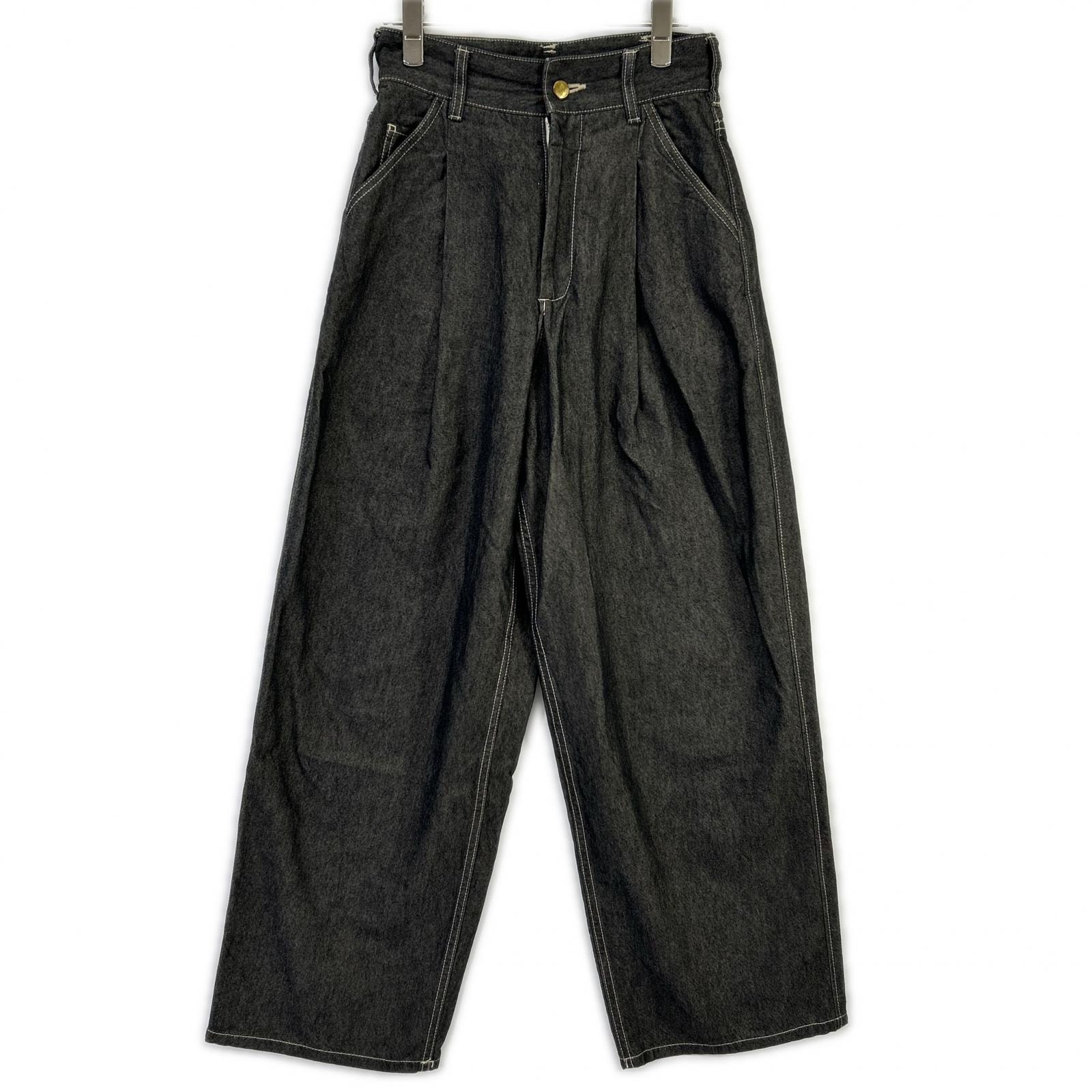 ザ・リラクス 24SS-REPT-207L ブラック セルロース×コットン ジップフライ ハイウエストデニムパンツ 36