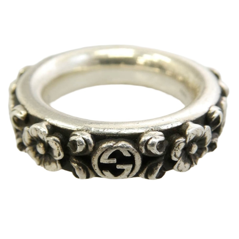 GUCCI グッチ インターロッキングG フラワー リング 925 SILVER シルバー系 約11号【中古】