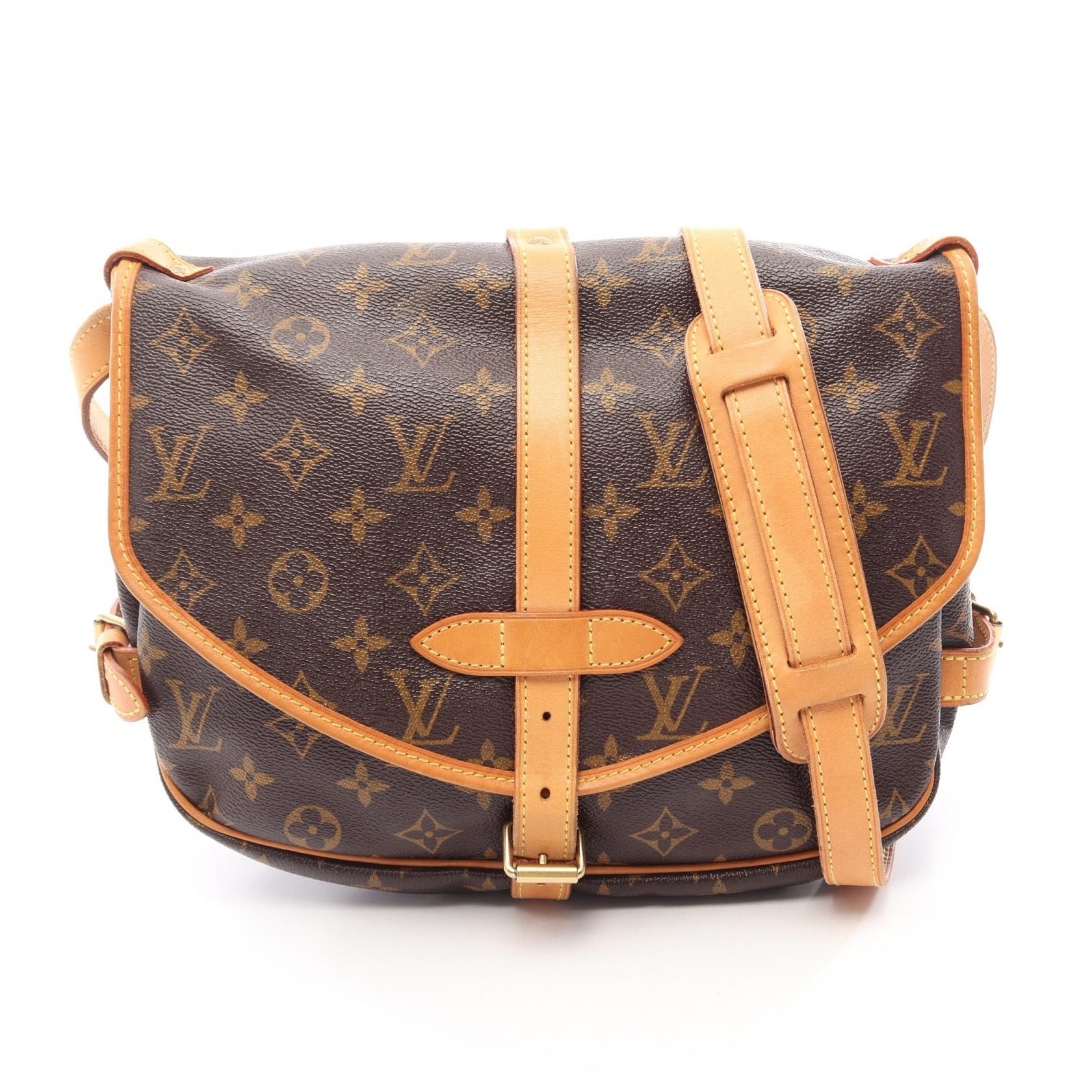 ルイ・ヴィトン LOUIS VUITTON ソミュール30 ショルダーバッグ バッグ PVCコーティングキャンバス レザー モノグラム レディース ブラウン系 M42256 【中古】