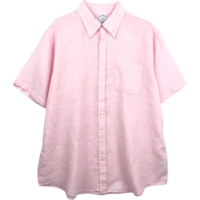 古着 ブルックスブラザーズ Brooks Brothers 1818 半袖 リネン ボタンダウンシャツ メンズXL相当/eaa658318