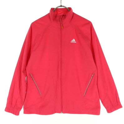 美品 adidas アディダス ワンポイントロゴ 長袖 裏メッシュ トラックジャケット M ピンク