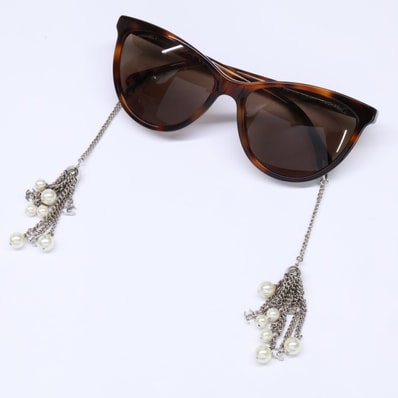 シャネル 5341-H-A c.1425/S7 チャーム付 キャットアイ 58□17 140