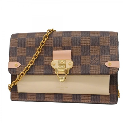 【6db0904-k】ルイヴィトン ショルダーウォレット ダミエ ポルトフォイユヴァヴァンチェーン N60237 クレーム【中古】レディース
