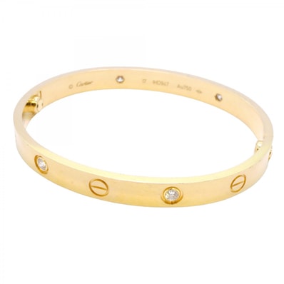 【6jdb0422-16】カルティエ バングル ラブブレス 4PD K18YG イエローゴールド ダイヤモンド【中古】レディース