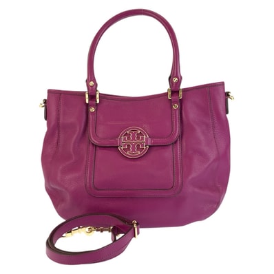 Tory Burch トリーバーチ パープル ゴールド金具 レザー トートバッグ ショルダーバッグ 2way 602108 【中古】