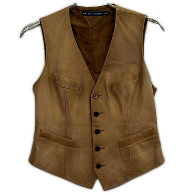 ラルフローレン 0763909ZVB ブラウン ラムレザー ジレ/ベスト