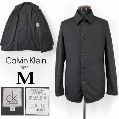 Calvin Klein/CKカルバンクライン★比翼仕立て/ステンカラーコート【メンズM/黒/black】アウター/Coat/Jacket◆BJ183-b
