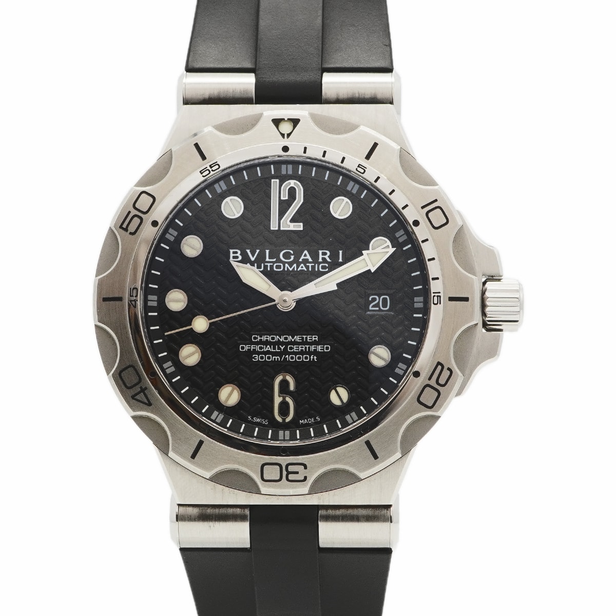 【6wce0421】ブルガリ ディアゴノ プロフェッショナルスクーバ アクア DP42SSD 黒文字盤【中古】腕時計 メンズ
