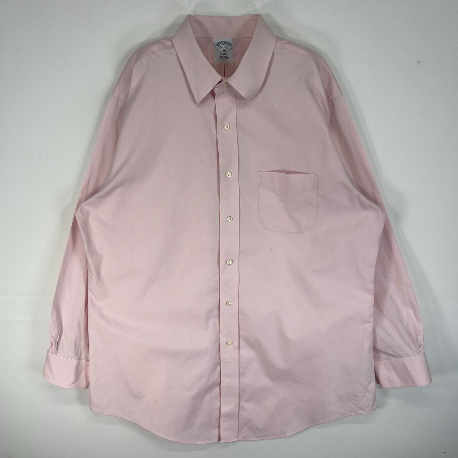 古着 ブルックスブラザーズ Brooks Brothers 長袖シャツ 1818 REGENT カラーステイ L ピンク系 無地 メンズ