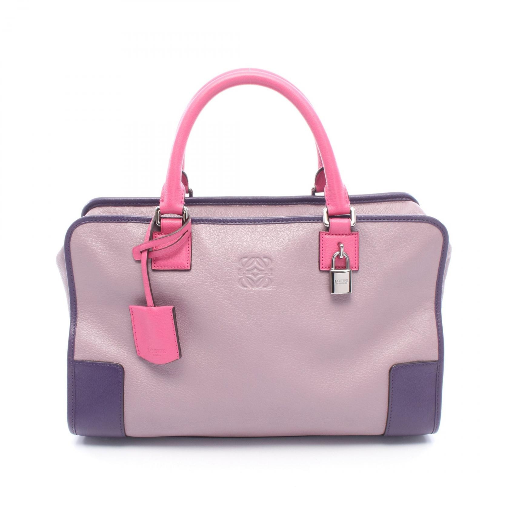 ロエベ LOEWE アマソナ36 ハンドバッグ バッグ レザー レディース パープル系 / ピンク系 【中古】