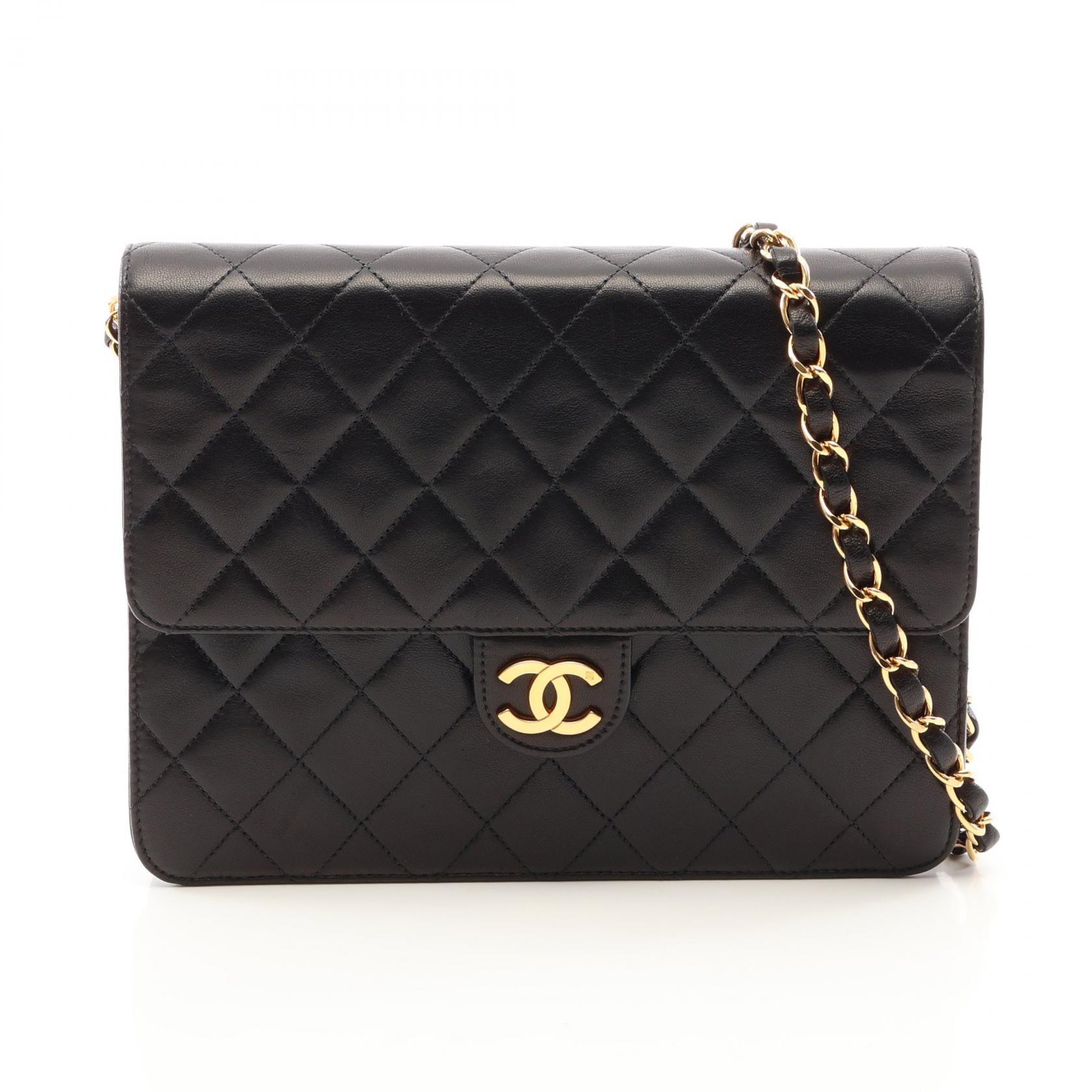 シャネル CHANEL マトラッセ シングルフラップ ショルダーバッグ バッグ ラムスキン(羊革) レディース ブラック系 【中古】