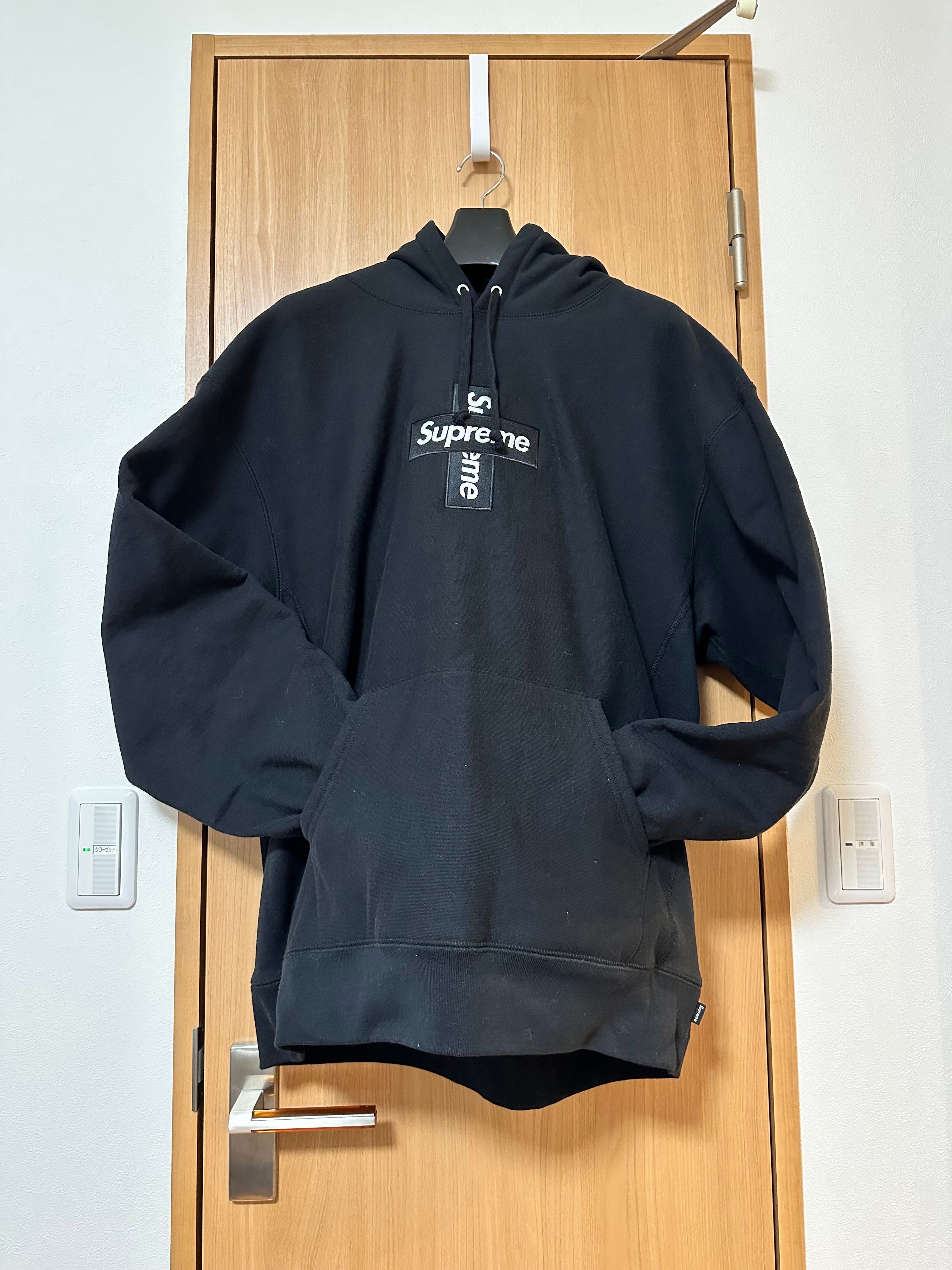 Supreme Cross Box Logo Hooded Sweatshirt "Black"