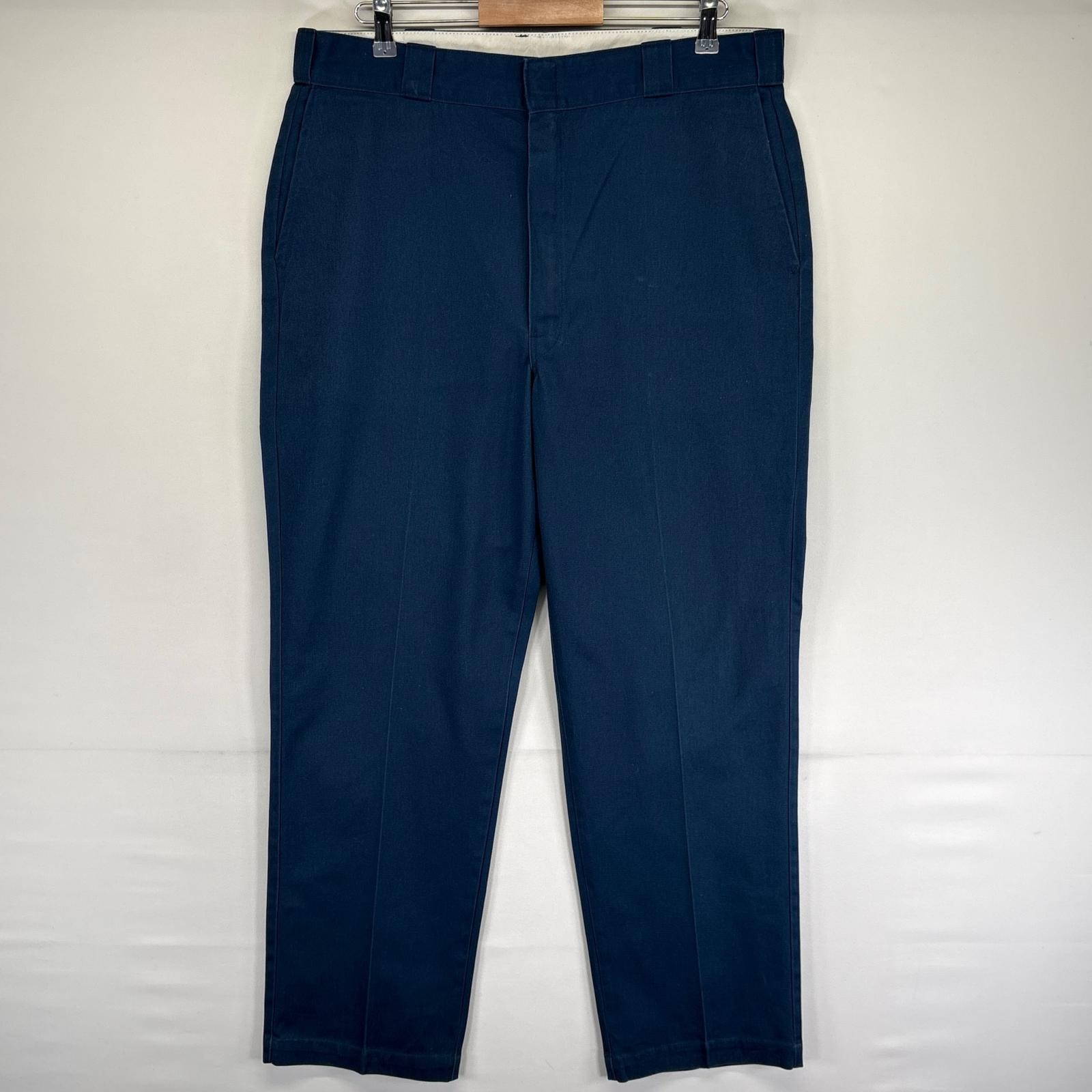 古着 90's/90年代 ディッキーズ Dickies USA製 パンツ ストレート ジッパーフライ タロンジップ w38 L32  ネイビー系 メンズ