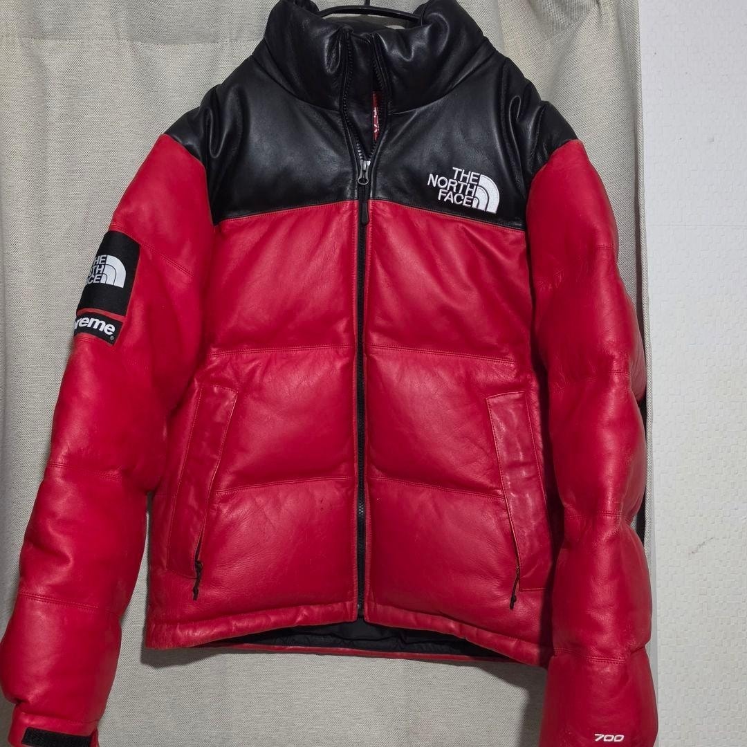 Supreme x The North Face Leather Nuptse Jacket "Red"