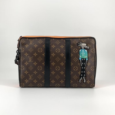 LOUIS VUITTON(ルイ・ヴィトン) キーポル ポーチ LVフレンズ レザー 2WAY M12601 クラッチバッグ ブラウン×オレンジ
