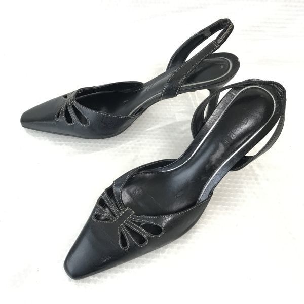 ラルフローレン/RALPH LAUREN★バックストラップパンプス【5.5/22.5程度/黒/BLACK】靴/Shoes/pumps◆Q-362