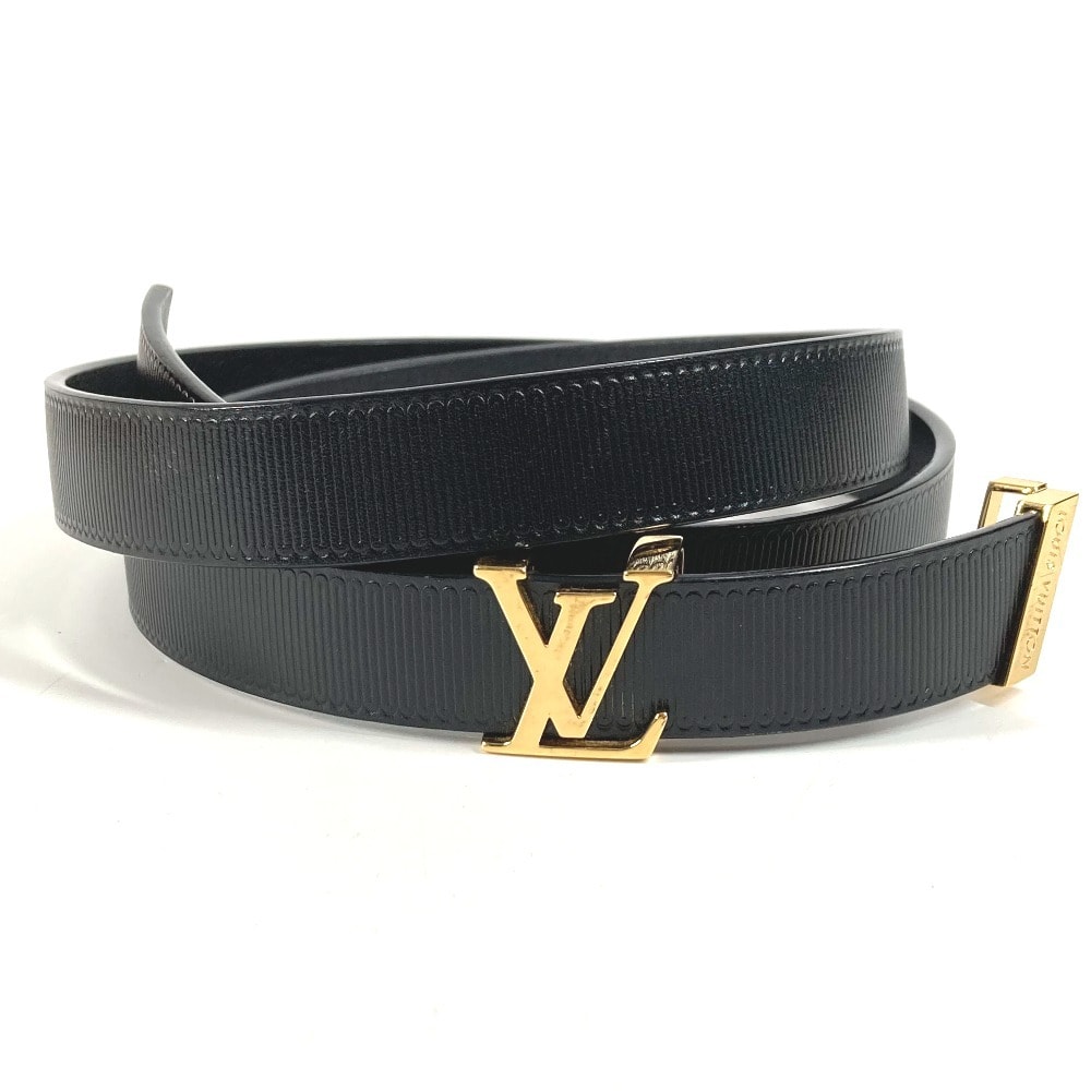 ルイヴィトン LOUIS VUITTON ロゴ M9578W 細ベルト LVバックル アクセサリー バックル ボトムス用ベルト ベルト レザー ブラック 美品