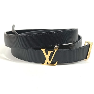 ルイヴィトン LOUIS VUITTON ロゴ M9578W 細ベルト LVバックル アクセサリー バックル ボトムス用ベルト ベルト レザー ブラック 美品