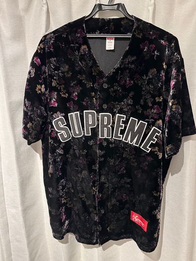 Supreme Floral Velour Baseball Jersey "Black"