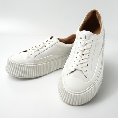 JIL SANDER ジルサンダー スニーカー サイズ37 厚底 プラットフォーム ローカット エンボス加工 ブランド古着【中古】20260420/RA8942