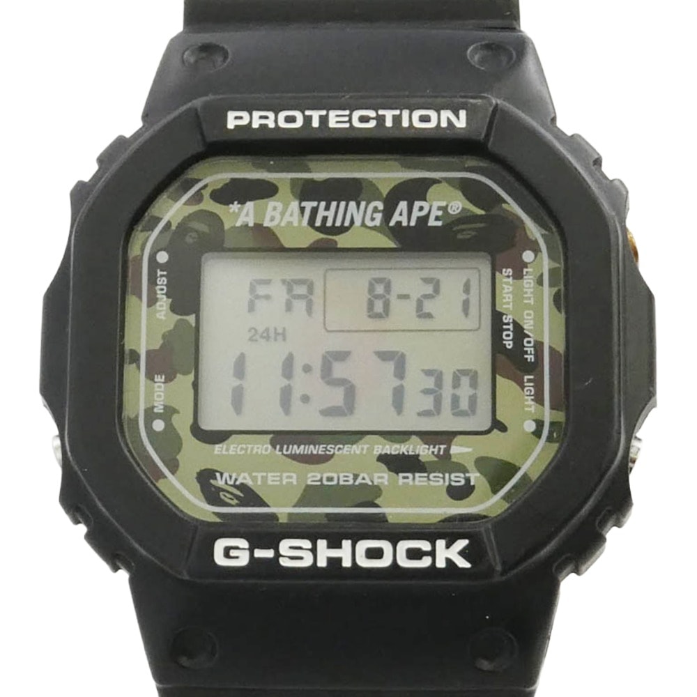 A BATHING APE アベイシングエイプ DW-5600VT × CASIO G-SHOCK Watch Digital ジーショック デジタル クウォーツ ウォッチ 腕時計 ブラック系【中古】