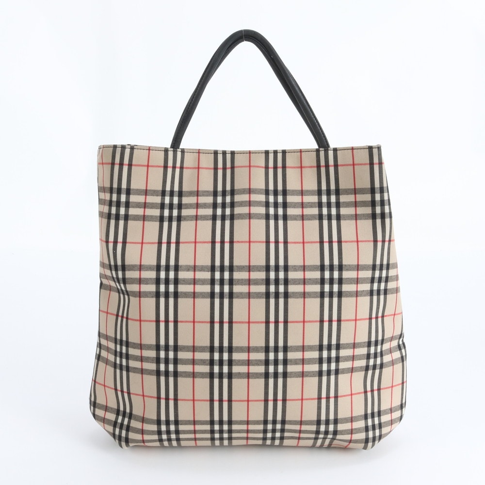 ■美品 バーバリー ノバ チェックトート バッグ レザー×キャンバス