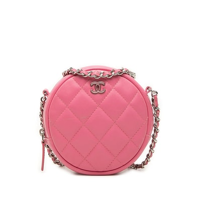 シャネル マトラッセ ココマーク 斜め掛け チェーン ショルダーバッグ ピンク ラムスキン レディース CHANEL 中古