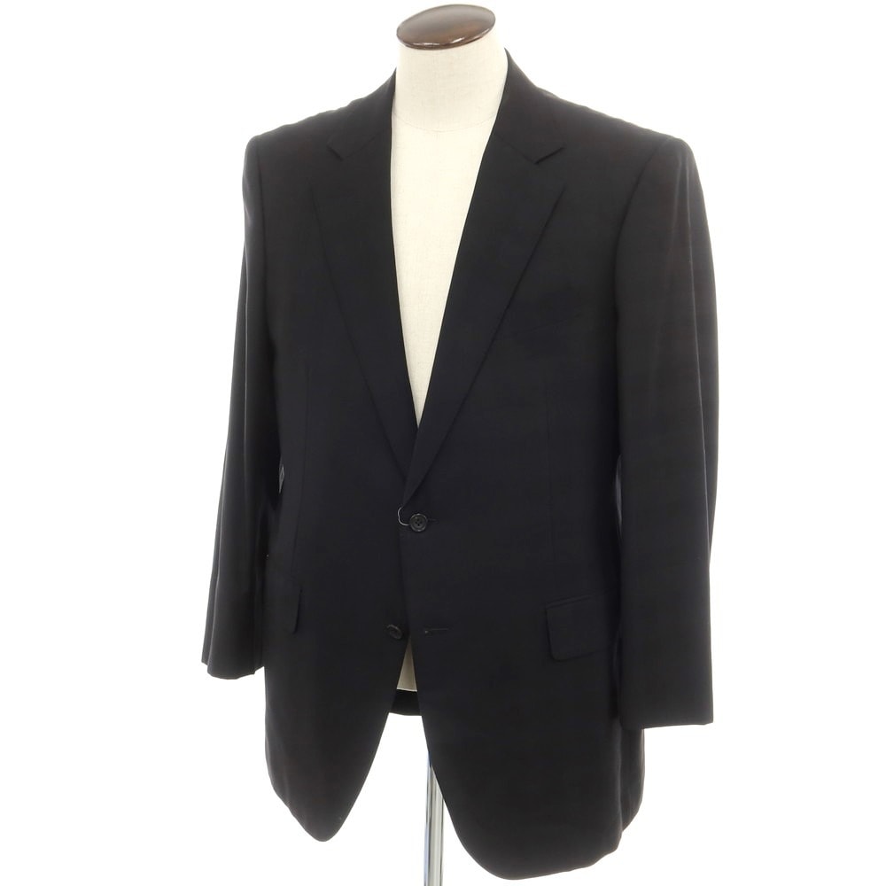 【中古】バーバリーロンドン BURBERRY LONDON SUPER120’S ウール チェック 2B テーラードジャケット ブラック【サイズL】【メンズ】