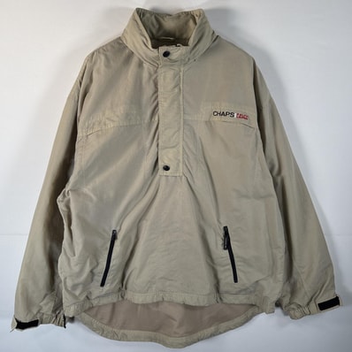 古着 チャップスラルフローレン CHAPS RALPHLAUREN ナイロンジャケット ハーフジップ ワンポイントロゴ アノラックパーカー XL ベージュ系 メンズ