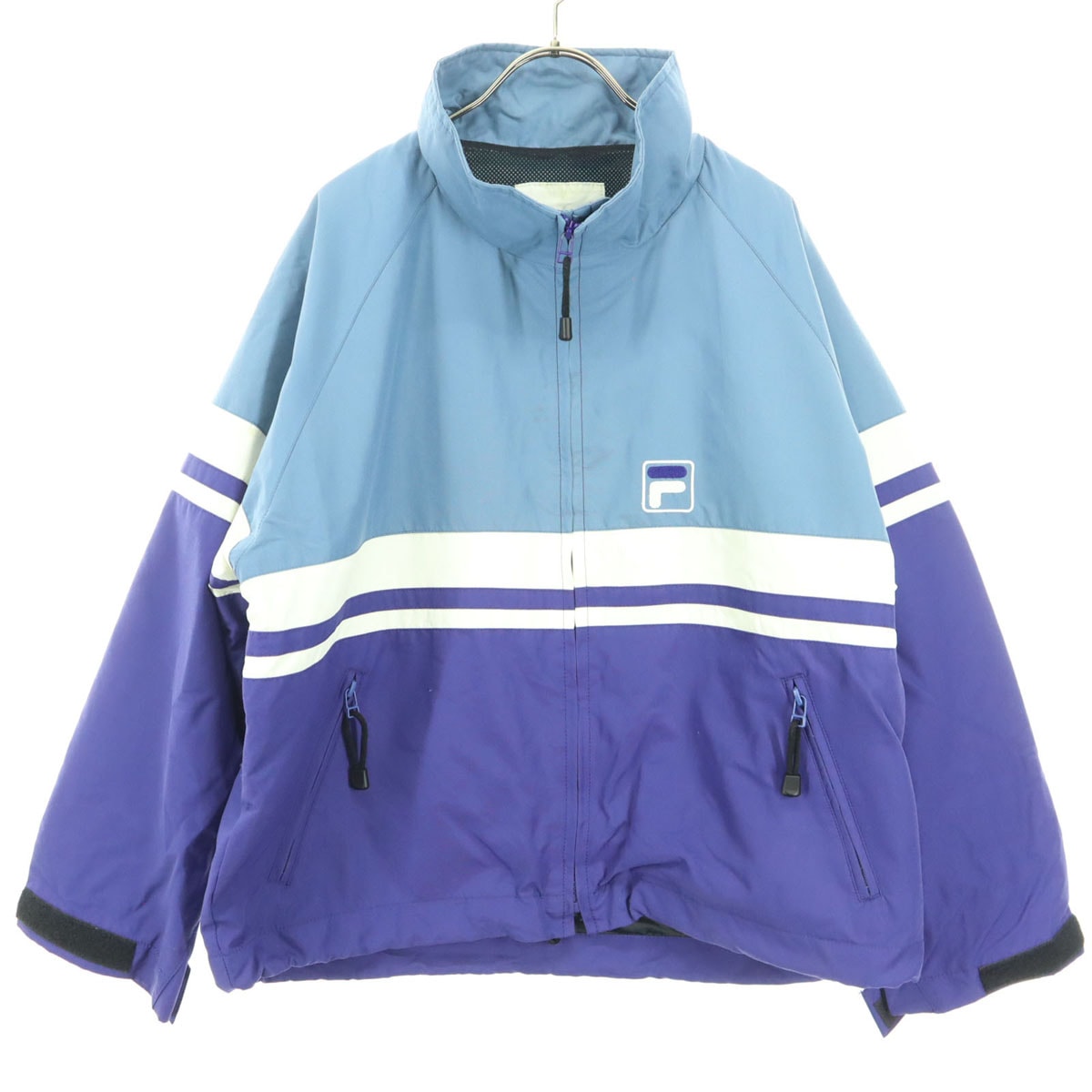 FILA フィラ ワンポイントロゴ 長袖 ナイロンジャケット S ブルー スノーウェア