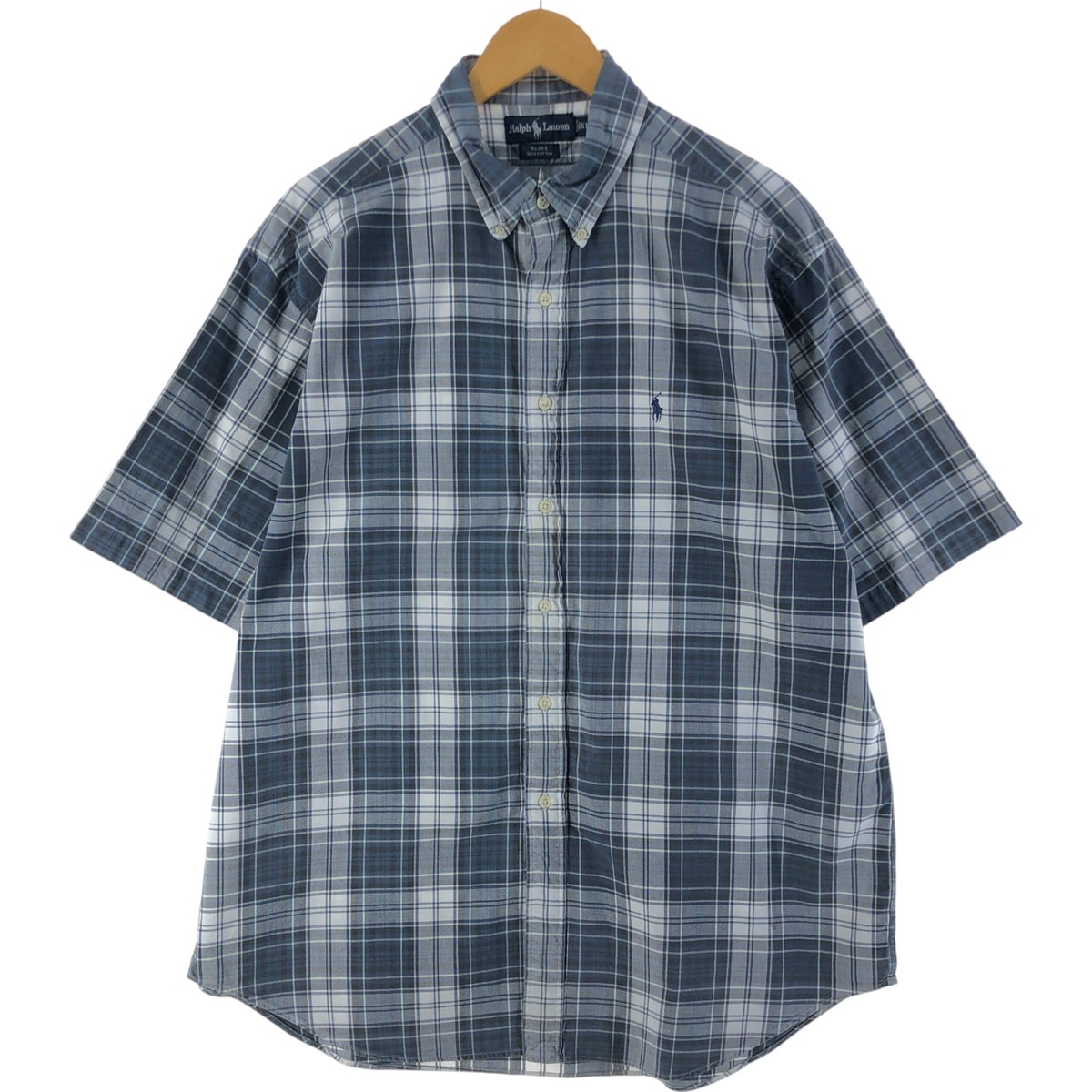 古着 ラルフローレン Ralph Lauren BLAKE 半袖 ボタンダウン チェックシャツ メンズXL相当/eaa537272