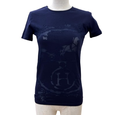 美品 エルメス 半袖Tシャツ ネイビー レディース 36