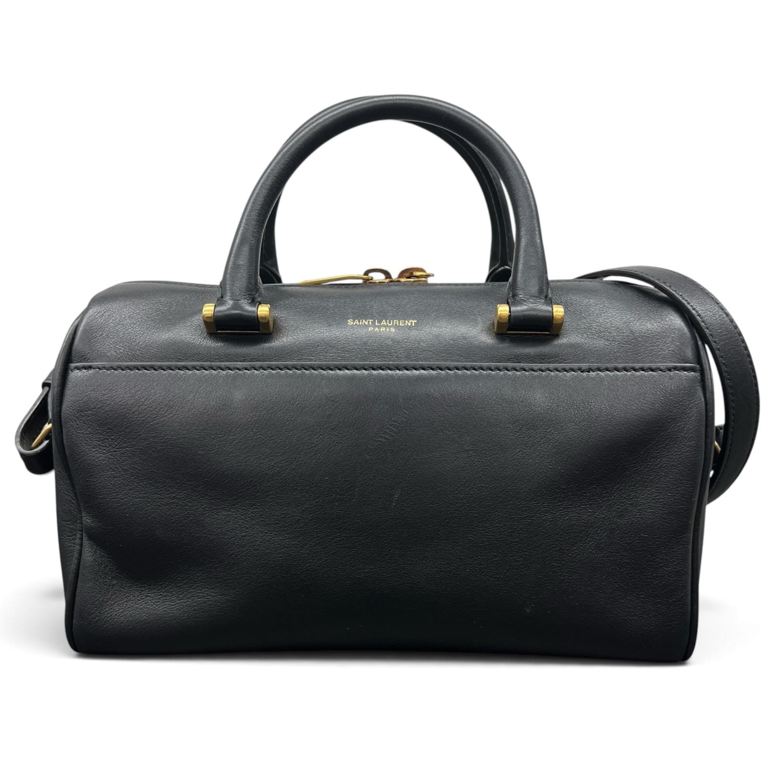 SAINT LAURENT サンローラン ベイビーダッフル 2way ハンドバッグ ショルダーバッグ 533481 レザー ブラック ゴールド金具 ミニボストン Bランク 鑑定済 中古 サンローランバッグ