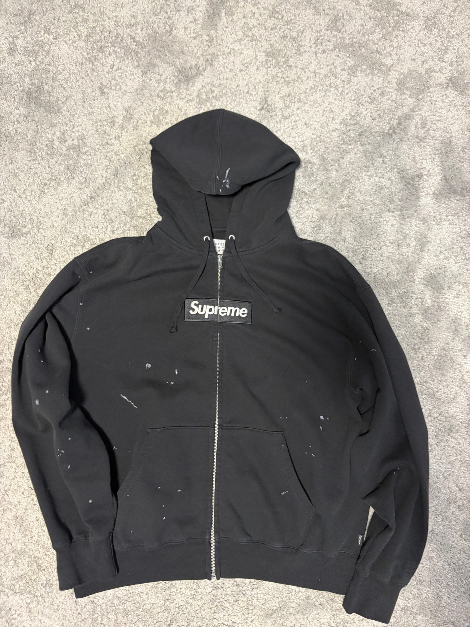 Supreme x MM6 Maison Margiela Box Logo Zip Up Hooded Sweatshirt "Black"