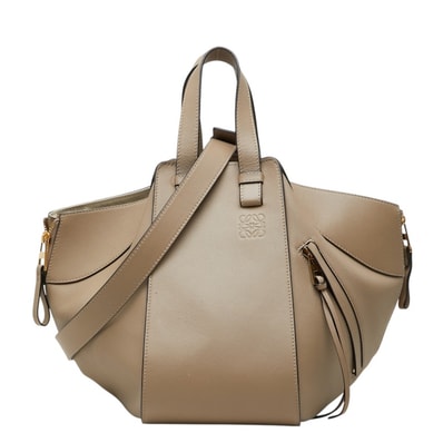 ロエベ ハンモック スモール ハンバーグ ショルダーバッグ 2WAY ベージュ レザー レディース LOEWE 中古
