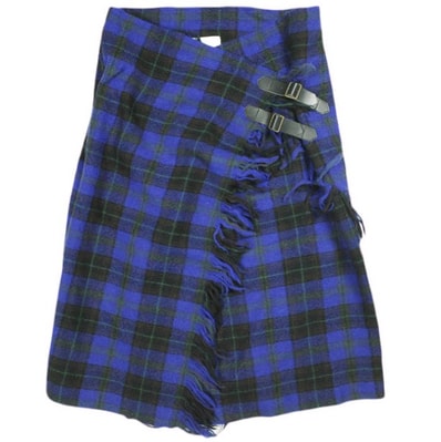 RBS Ray BEAMS アールビーエス レイビームス ウールラップスカート 63-27-0176-747 0 BLUE チェック ボトムス g25491